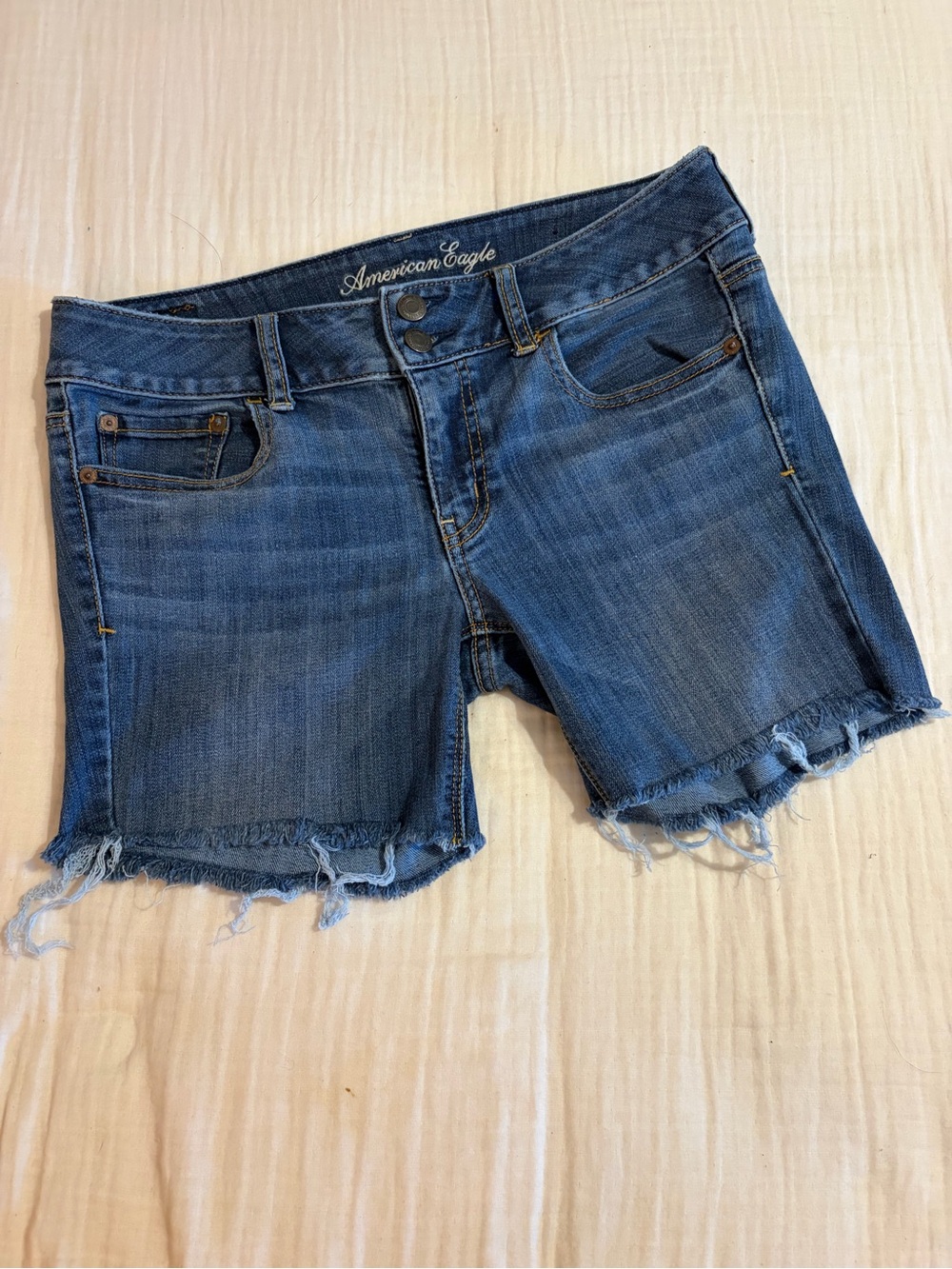 American Eagle Outfitters “Artist” Distressed Blue Denim Cutoff Shorts